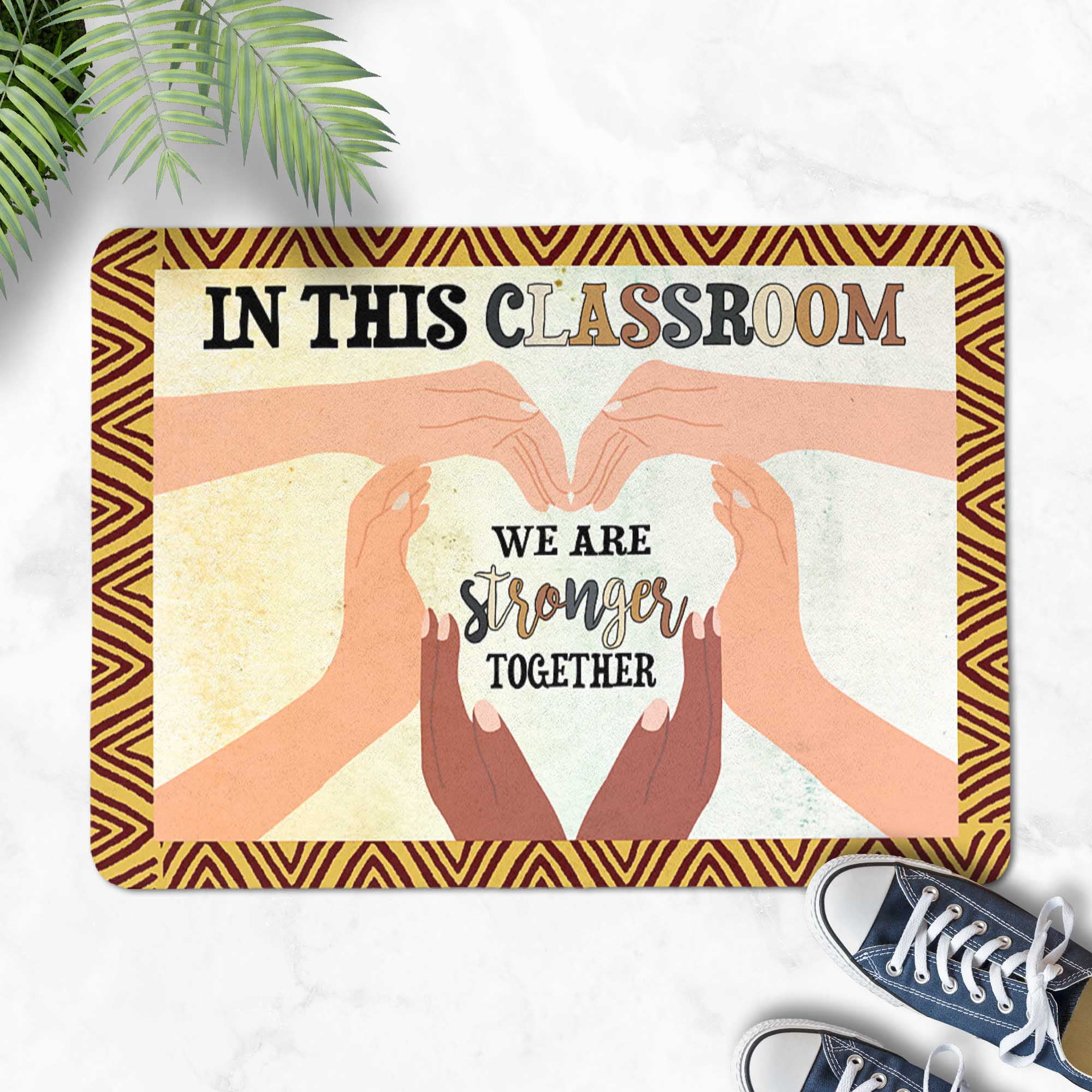 Stronger Together Teacher Rug, Classroom Mat with Multicultural Hands ...