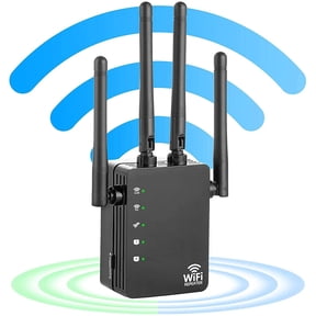 Stronger WiFi Signal Booster 1200Mbps, Easy Setup US-AC1200 Wireless WiFi Range Extender 2.4 & 5G Dual Band WiFi Repeater 4 Antennas Full Coverage Support One Button Setup with Ethernet Port