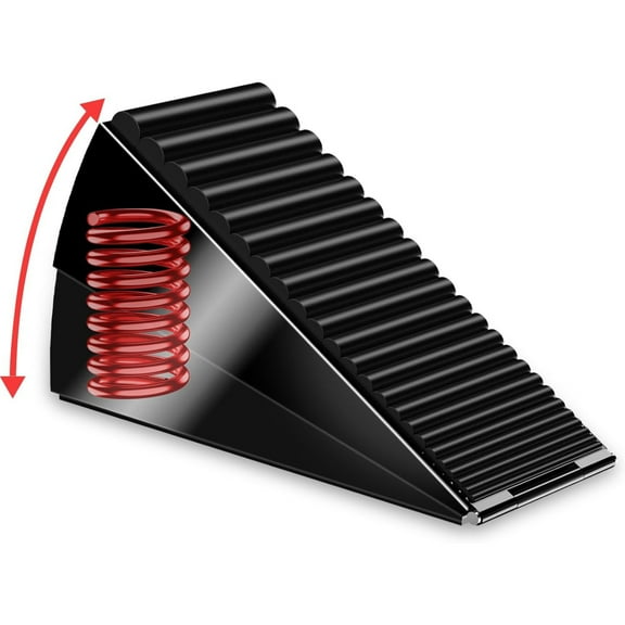 Heavy Duty Metal Door Stop, Strongest Large Adjustable Spring Door Stopper Up to 3 inch Tall, Door Stoppers for Bottom of Door, Stainless Steel Black Rubber Door Wedge for Any Heavy Doors