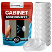 Strongest Home Cabinet Door Bumpers, Soft Cabinet Stoppers, Self-Adhesive, 200 Pack