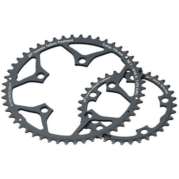 Stronglight 110PCD Type S - 5083 Series 5-Arm Road Black Chainrings 48T-50T - 48T