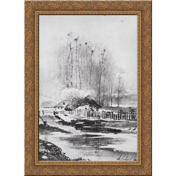 Strongly melts 24x18 Gold Ornate Wood Framed Canvas Art by Aleksey Savrasov