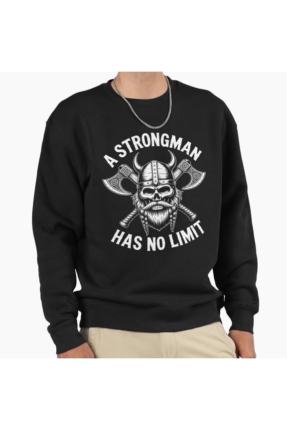 Strongman Has No Limit Weight Training Powerlifter Gym Retro Graphic Vintage Unisex Sweatshirt G2191, Up to Size 5XL