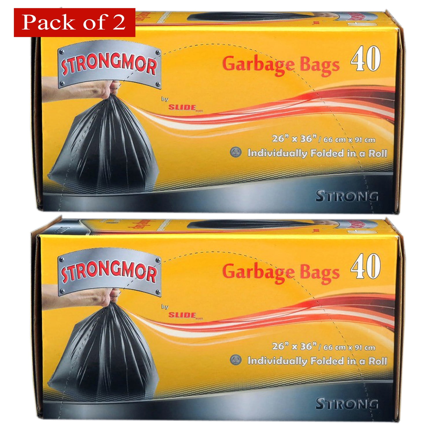Strongmor Garbage Bags 26x36 in, 40 Count (Pack of 2)