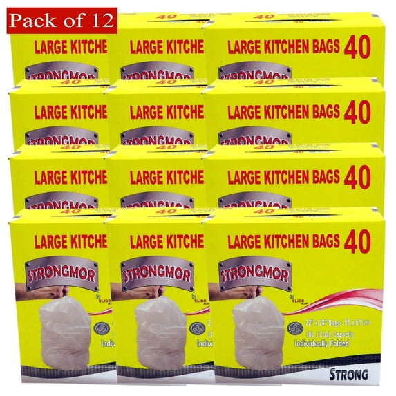 Strongmor Garbage Bags Kitchen White 22x24 - 40Pk, Case of 1 (12 Units Per Case)