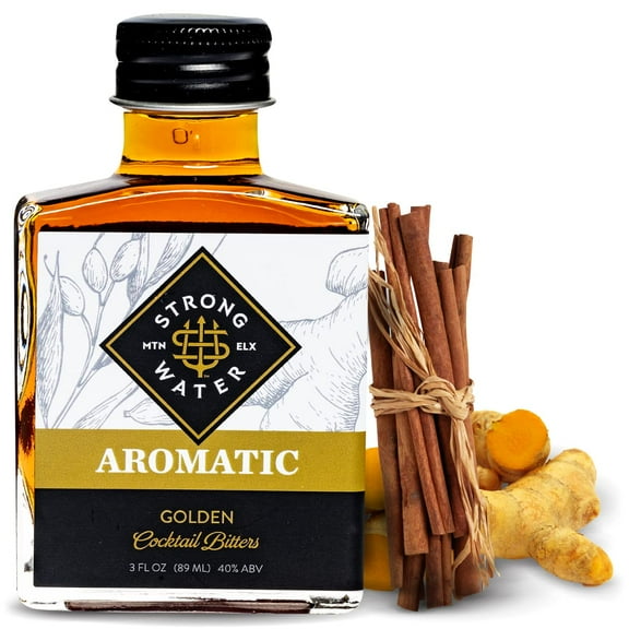Strongwater Aromatic Bitters (40 Servings) - Aromatic Cocktail Bitters for Old Fashioned Made with Organic Turmeric, Cinnamon & Cardamom - Pair with Whiskey, Bourbon, Tea or Coffee - 3oz, 1 Pack