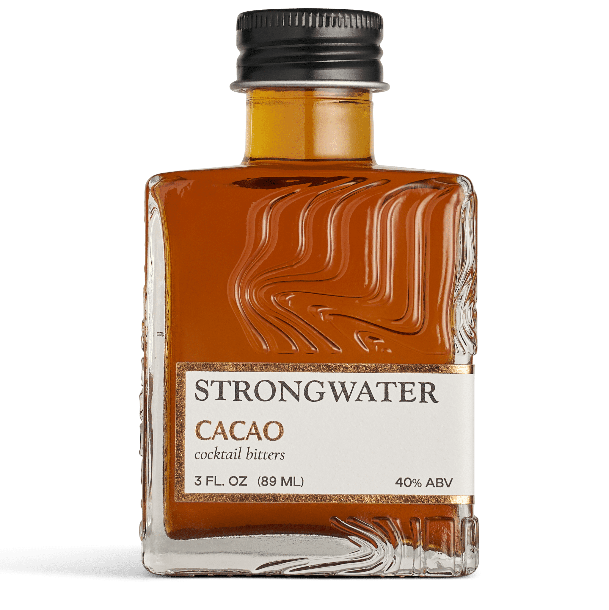 Strongwater Cacao Bitters (40 Servings) - Chocolate Bitters for Cocktails, Made with Roasted Cacao Nibs, Cherry Bark, Vanilla, & Almond - Pair with Bourbon, Vodka, Champagne, Coffee - 3oz, 1 Pack