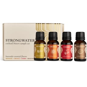 Strongwater Cocktail Bitters Sampler Set - Cocktail Bitters Set Makes 32 Cocktails - Bitters Gift Set w/ Cherry, Aromatic, Black Walnut, Orange Bitters - 4 Bottles, 0.5 Fl Oz
