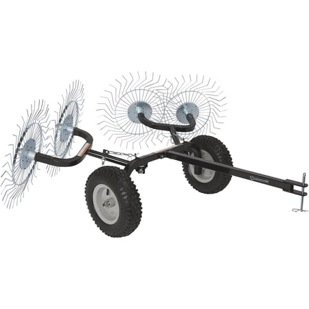 Strongway Acreage Rake, 48in.W, 4 Tine Reels