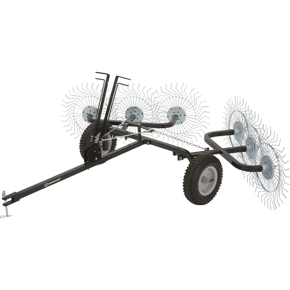Strong Rakes Strongway Pull Behind Leaf Yard Rake, Heavy Duty, 60in.W, 6 Tine Reels ...
