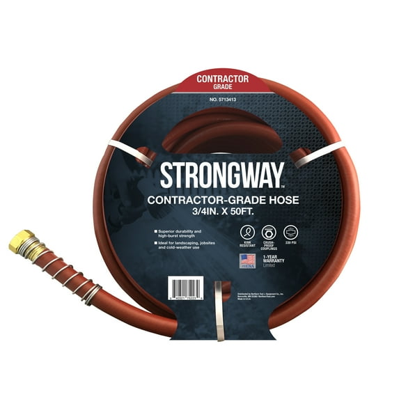 Strongway Contractor-Grade Garden Hose, 3/4in. x 50ft., 3/4in. Connection, 300 PSI