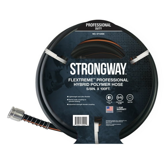 Strongway Flextreme Water Hose, 5/8in. x 100ft., 5/8in. Connection, 300 PSI