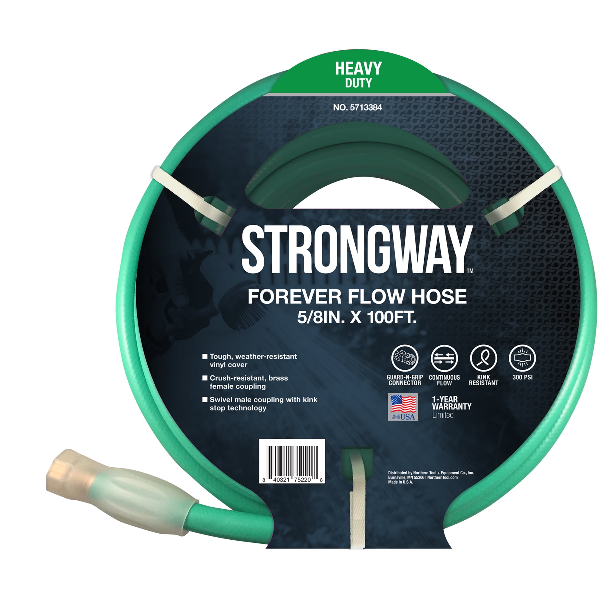 Strongway Forever Flow Water Hose, 5/8in. x 100ft., 300 PSI