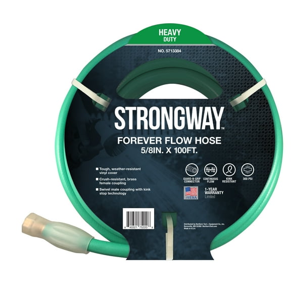 Strongway Forever Flow Water Hose, 5/8in. x 100ft., 300 PSI