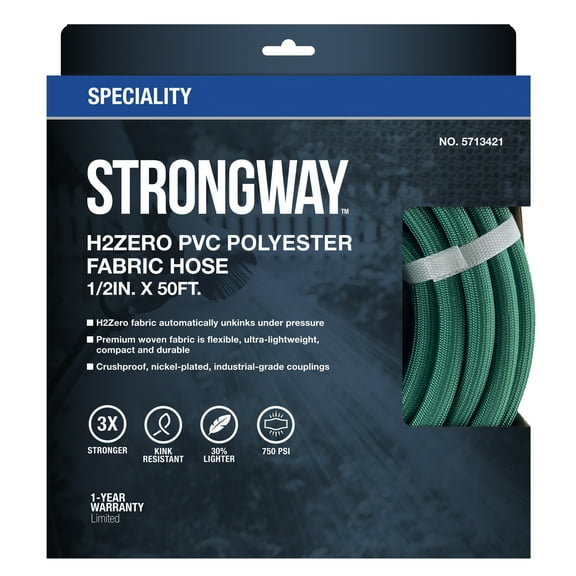Strongway H2ZERO Flexible Fabric Water Hose, 50ft., 750 Max. PSI