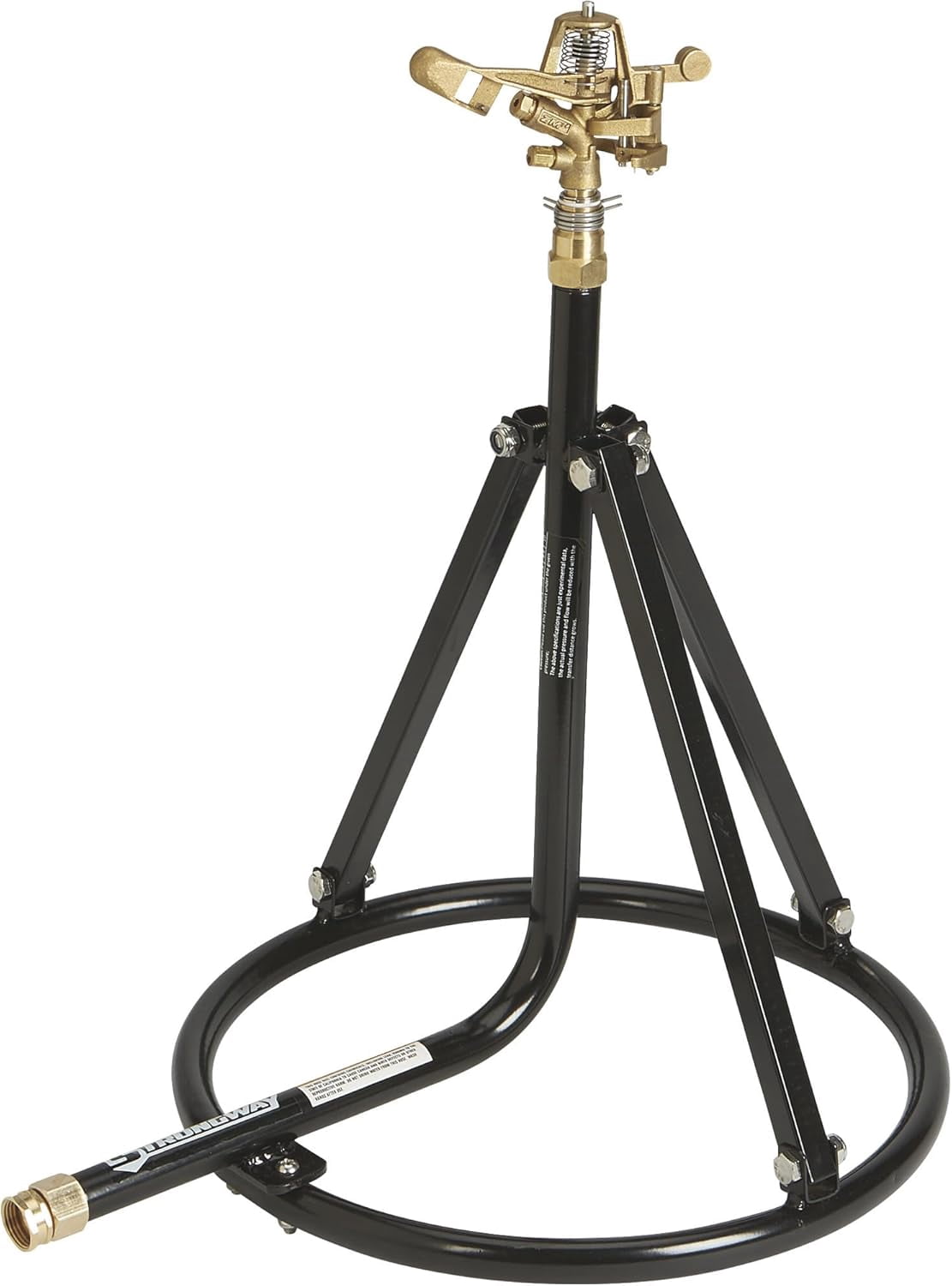 Strongway Tripod Sprinkler with Round Base - 3/4in. Brass Head with 2 Nozzles, 100ft. Dia. Coverage