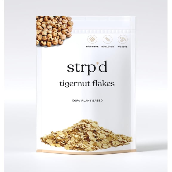 Strp'd Tigernut Flakes (400g) | Healthy alternative breakfast cereal | Gluten-free, nut-free & grain-free alternative to oats | High Fibre Breakfast | Vegan | Paleo Breakfast Cereal | Naturally Sweet