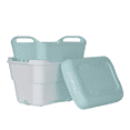 thumbnail image 1 of Strucket Mini: Interlocking Strainer & Small Bucket with Drain (1 Gallon). Home Essentials for Kitchen, Camping, Cleaning. Bucket/Colander for Washing Food, Pasta Strainer, BPA Free (Aqua White), 1 of 8