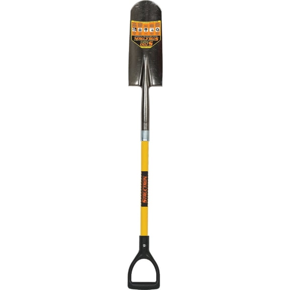 Structron 49737 STR-S704D 14" Rear Roll Step Drain Spade, 29" Yellow Fiberglass Handle, D-Grip