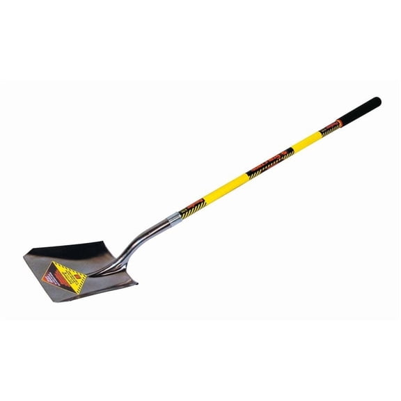 Structron 49732 Square Point Shovel, 9-1/2 in W Blade, 14 ga Gauge, Carbon Spring Steel Blade, Fiberglass Handle