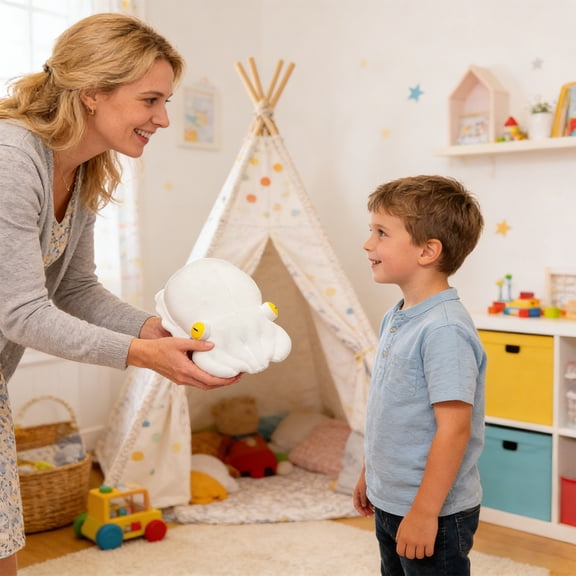 Structure Octopus Plush Pillow Squishy Toy, White, Size S (1Pc), Soft Stuffed Plushie For Decor & Gift