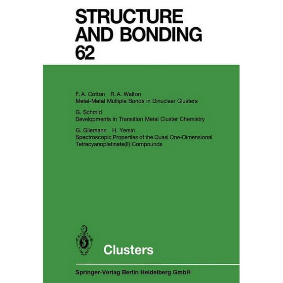Structure and Bonding Clusters, Book 62, (Paperback)