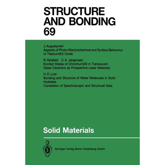 Structure and Bonding Solid Materials, Book 69, (Paperback)