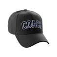 thumbnail image 1 of Structured Baseball Hat Classic Team Coach Arched Letters Adjustable Curved Cap, Black Hat White Navy Letters, 1 of 5