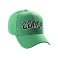 thumbnail image 1 of Structured Baseball Hat Classic Team Coach Arched Letters Adjustable Curved Cap, Green Hat White Black Letters, 1 of 5