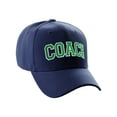 thumbnail image 1 of Structured Baseball Hat Classic Team Coach Arched Letters Adjustable Curved Cap, Navy Hat White Green Letters, 1 of 5