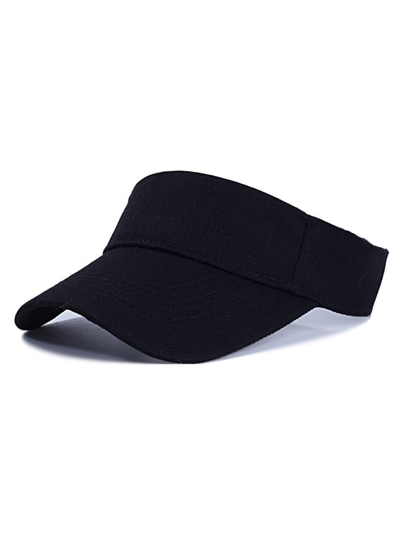 Structured Brim Quick-Dry Sun Visor Hat,Lightweight Sun Protection Sports Visor for Running Golf Tennis Women Black One Size