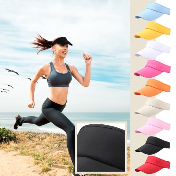Structured Brim Quick-Dry Sun Visor Hat,Lightweight Sun Protection Sports Visor for Running Golf Tennis Women Black