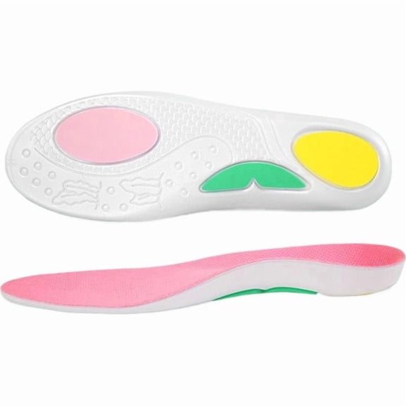 Structured Heel-Cradle Athletic Insoles, EU Size 43, Deep Heel-Cradle Profile, Eva, TPU and Breathable Fabric, Structured Arch Bridge, Pink