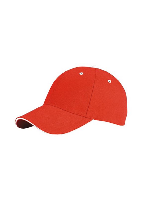 Structured Low Profile with Sandwich Bill Wool Hat Cap- Red White