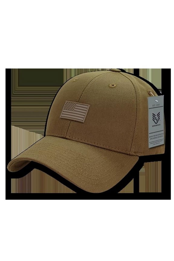 Structured Rubber USA Flag Baseball Cap Hat A07-USA (Coyote)