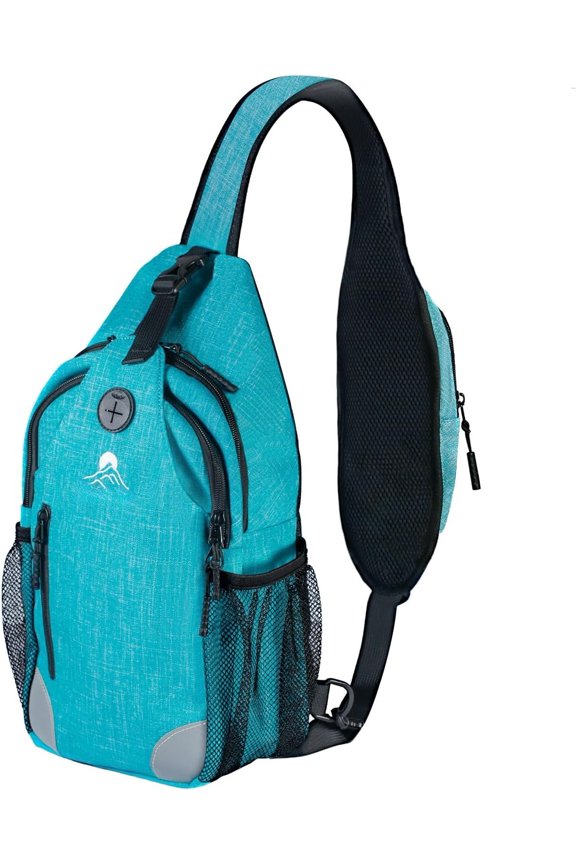 Structured Sling Backpack with  Strap Pocket (Fits Power ) - Heavy Duty Water Resistant Crossbody Bag for Tech & Travel - Thick Padded Bottom Anti- Daypack (Fits Tablet/Console)