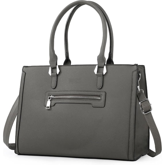 Structured Tote Bag for Women, Vegan Leather Satchel Handbag, Top Handle Bag for Work with Pockets