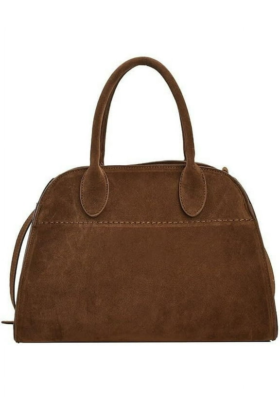 Structured Tote Handle Bag in Matte Grained Leather, Belted Side Panels and Subtly Narrowed Shape for Shoulder Wear