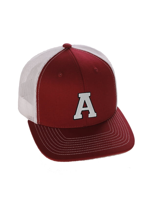 Structured Trucker Mesh Hat Custom Colors Letter A Initial Baseball Mid Profile