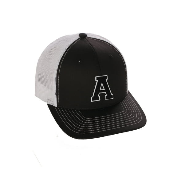 Structured Trucker Mesh Hat Custom Colors Letter A Initial Baseball Mid Profile