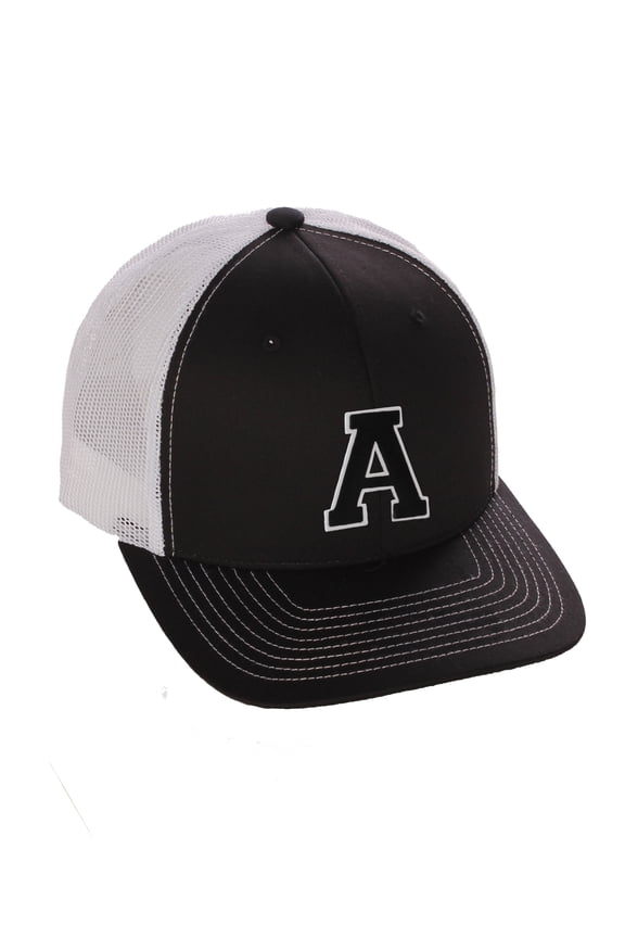 Structured Trucker Mesh Hat Custom Colors Letter A Initial Baseball Mid Profile