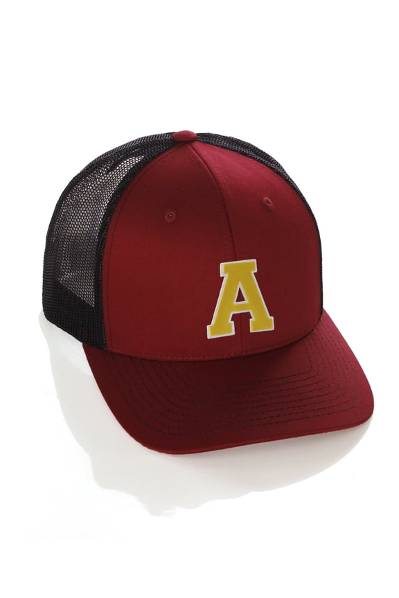 Structured Trucker Mesh Hat Custom Colors Letter A Initial Baseball Mid Profile
