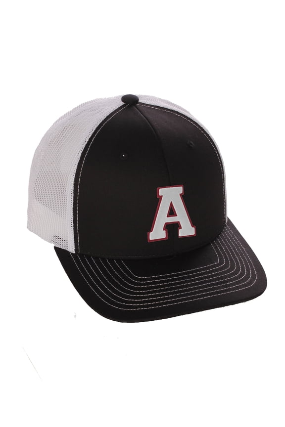 Structured Trucker Mesh Hat Custom Colors Letter A Initial Baseball Mid Profile