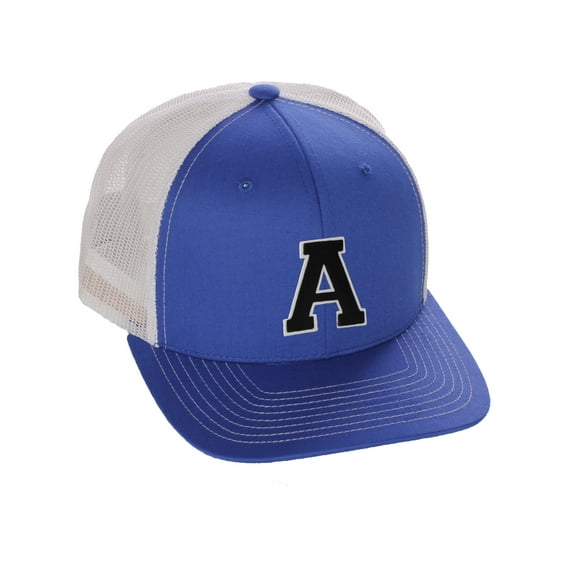 Structured Trucker Mesh Hat Custom Colors Letter A Initial Baseball Mid Profile