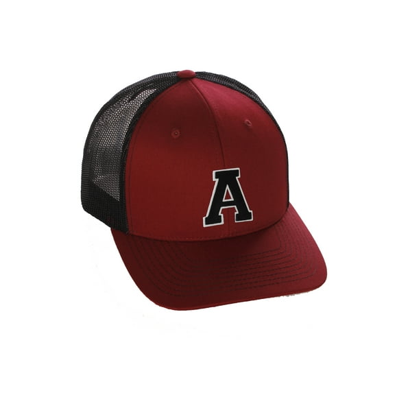 Structured Trucker Mesh Hat Custom Colors Letter A Initial Baseball Mid Profile
