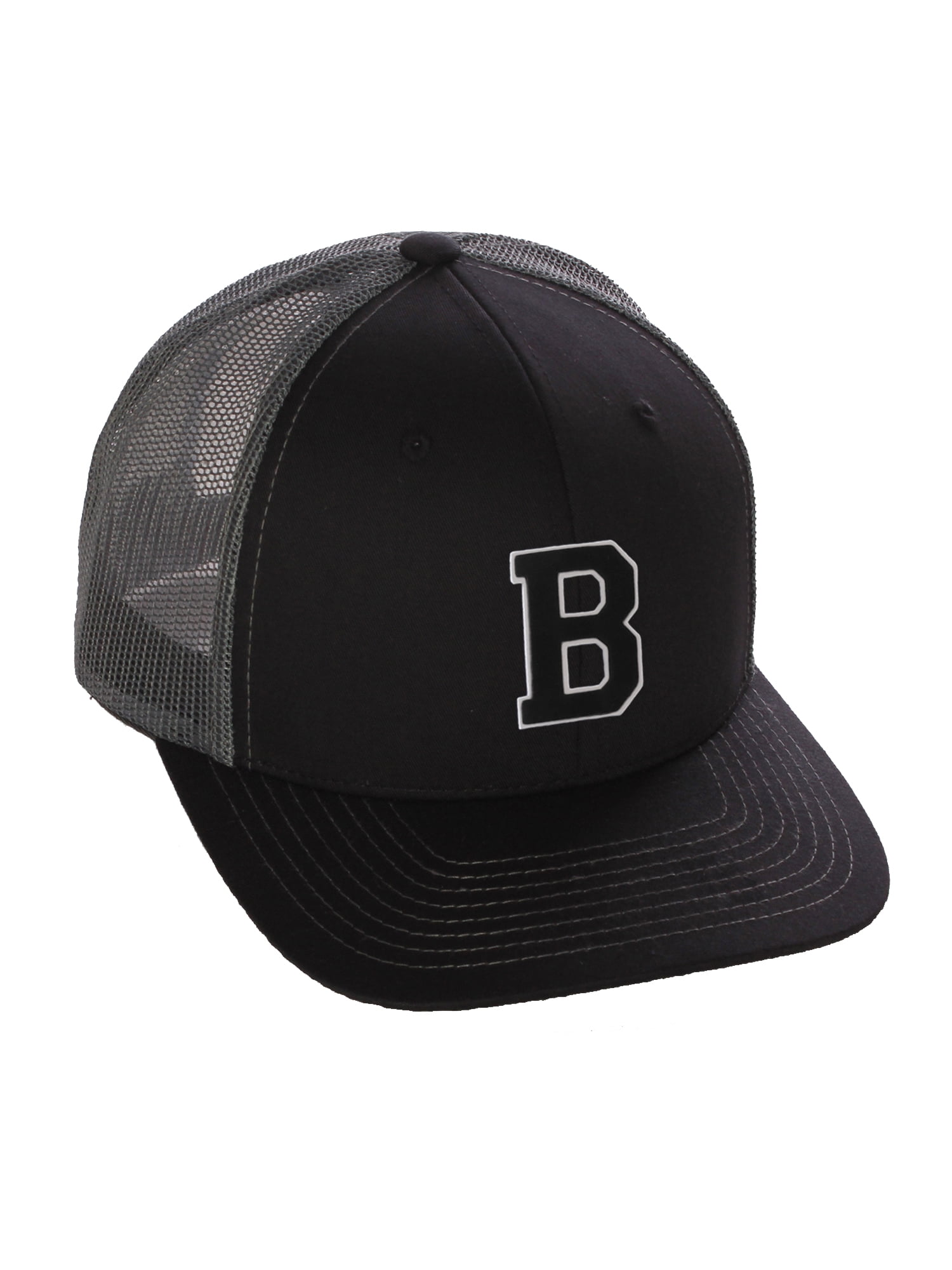 Structured Trucker Mesh Hat Custom Colors Letter B Initial Baseball Mid ...