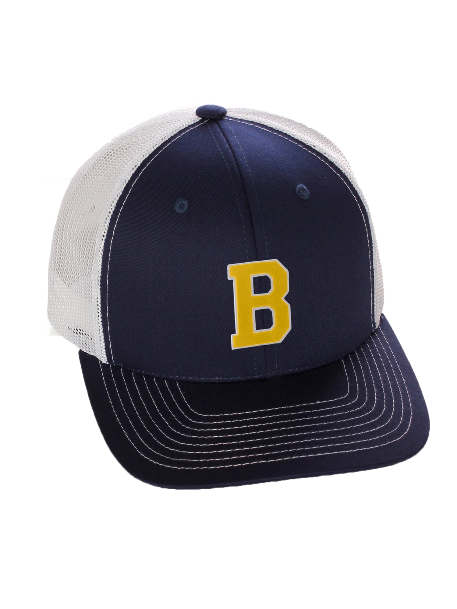 Structured Trucker Mesh Hat Custom Colors Letter B Initial Baseball Mid ...