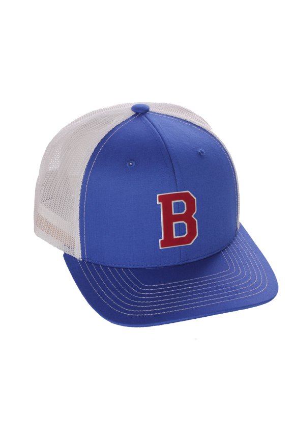 Structured Trucker Mesh Hat Custom Colors Letter B Initial Baseball Mid Profile