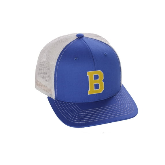 Structured Trucker Mesh Hat Custom Colors Letter B Initial Baseball Mid Profile