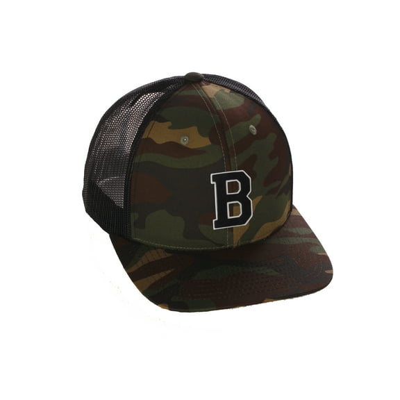 Structured Trucker Mesh Hat Custom Colors Letter B Initial Baseball Mid Profile